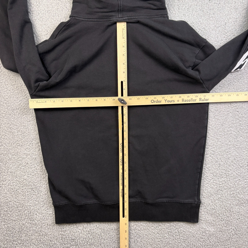 Overtime Hoodie Mens Medium Black Hooded Pullover Bolt Sweatshirt Drawstring - Picture 7 of 15